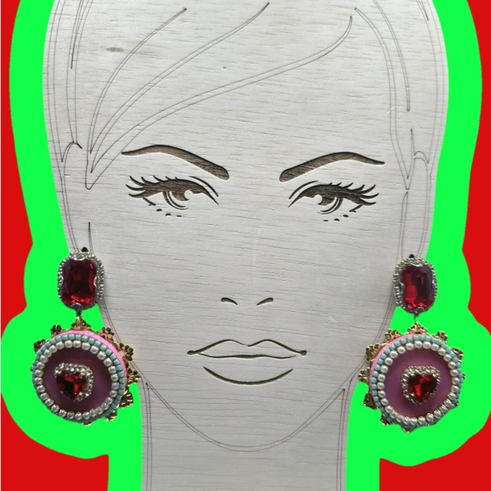 Elegant Red and Pink Statement Earrings